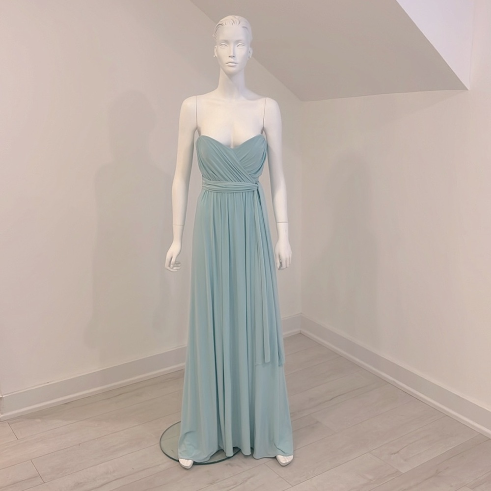 Sample Sale-NWT-Jenny Yoo-JY503-size 8-Canal Blue(aqua) matte jersey- Pristine